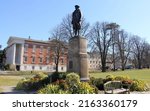 Small photo of Snug Harbor, Staten Island, NY, USA - March 4, 2020: Statue of Robert Richard Randall, sea captain and the Revolutionary War soldier on who's will the Sailors' Snug Harbor was founded