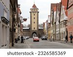 Small photo of Rothenburg ob der Tauber, Germany - February 6, 2023: Tower of the medieval Gallows Gate, Galgentor, on the North-East edge of the old town