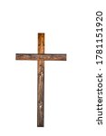 Wooden Cross Isolated On White...