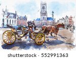 Watercolor Of Carriage In...