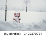 Red Hydrant Is Freezed In The...