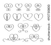 calligraphic heart set | Shutterstock .eps vector #493730800