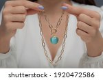 Gold Necklace With Blue Stone...