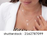 Silver Necklace On Live Model....
