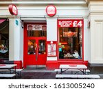 Small photo of Glasgow, Lanarkshire / Scotland UK – 11 18 2019: Glasgow City BRGR restaurant shop front with seating outside, serving braw burgers (and beer) in Glasgow, Edinburgh & Giffnock.