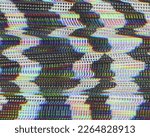 Small photo of Glitch art, data error. Abstract background with black and white grids and colorful chromatic aberration. Glitchy distorted waveforms pattern created from a scan of a mesh bag.