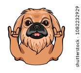pekingese dog. rock gesture.... | Shutterstock .eps vector #1082232929