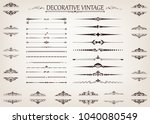 set of vintage line with... | Shutterstock .eps vector #1040080549