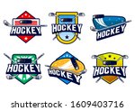 stock vector hockey emblem set. ... | Shutterstock .eps vector #1609403716