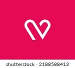 letter v with heart logo icon...