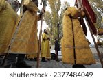 Small photo of City of Sevastopol (Crimea, Crimean Peninsula) 11.17.2019. Participants in a religious procession and prayer service through the streets of the city on the day of the 99th anniversary of the exodus of