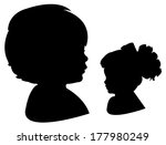 child head and her doll head... | Shutterstock .eps vector #177980249
