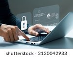 Small photo of cybersecurity concept, user privacy security and encryption, secure internet access Future technology and cybernetics, screen padlock.