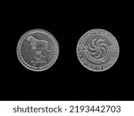 Small photo of Georgian Lari coin obverse and reverse, tetri denomination coins. Currency of Georgia