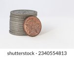 Small photo of The Commonwealth of The Bahamas one cent coin on a white background
