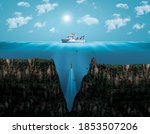 Mariana Trench. the deepest point of the earth.Digital Visual Illustration of Mariana Trench. Viewof the Mariana Trench, the deepest depths in the Western Pacific.Bermuda Triangle mystery Ocean center