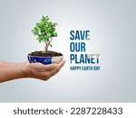 Save our planet. Earth day 3d concept background. Ecology concept. Design with 3d globe map drawing and leaves isolated on white background.
