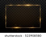 vector golden frame with lights ... | Shutterstock .eps vector #523908580