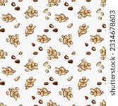 Seamless pattern with pine nuts. Design for fabric, textile, wallpaper, packaging.