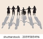 women hold hands. silhouette... | Shutterstock .eps vector #2059585496