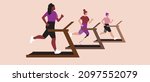 different women jogging ... | Shutterstock .eps vector #2097552079