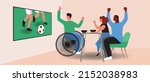 football on tv  inclusive fans. ... | Shutterstock .eps vector #2152038983