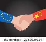 handshake of diplomats of... | Shutterstock .eps vector #2152039119