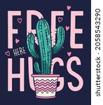 free hugs here  girls graphic... | Shutterstock .eps vector #2058543290