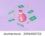 money bag with coins and... | Shutterstock . vector #2096400733