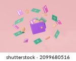 wallet with coins  banknote and ... | Shutterstock . vector #2099680516