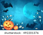 happy halloween design.... | Shutterstock . vector #492201376