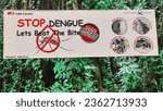 Small photo of SINGAPORE - 16 SEP 2023: An anti-dengue fever banner in Ang Mo Kio educates construction workers in Lentor Ave how to prevent mosquito breeding and infections of dengue fever in workers.