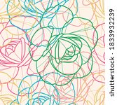peony flower seamless pattern... | Shutterstock .eps vector #1833932239