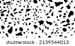 Dalmatians vector seamless horizontal pattern. Spotted animal texture of dog, leopard, cow. Black random spots on a white background.