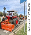 Small photo of BARCELONA OCTOBER 18th 2019. Tractors of pro-independentista countrymen who protest against the sentence of "El Proces" participating in the peaceful march, blocking Diagonal Avenue