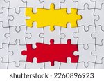 Missing jigsaw puzzle with customizable space for text or ideas. Copy space.