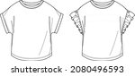vector round neck top fashion... | Shutterstock .eps vector #2080496593