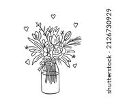 doodle bouquet hand drawn... | Shutterstock .eps vector #2126730929
