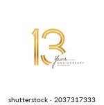 13th anniversary logo golden... | Shutterstock .eps vector #2037317333