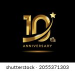golden 10 year anniversary... | Shutterstock .eps vector #2055371303