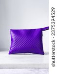 Small photo of Handmade purple quilted calfskin leather satchel, handmade leather purse, artisan purple leather satchel