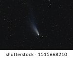 Small photo of Halley's Comet, photographed during its last appearance in 1986. Amateur image made using a 35mm SLR camera and film, with a 135mm telephoto lens.