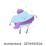 cute cloud character in hat and ... | Shutterstock .eps vector #2076453526