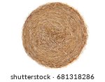 Straw Bale On Cornfield Isolated
