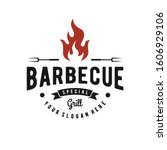 barbecue logo inspiration. food ... | Shutterstock .eps vector #1606929106