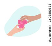 illustration with hands passing ... | Shutterstock .eps vector #1606880833