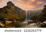 Small photo of Waterfalls of Madhya Pradesh, India: Classic Long Exposure Evening view of Famous and Majestic Keoti or Kyoti Waterfall on Mahana river in the Rewa district. A beautiful landscape in the evening.