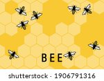 flying bee with honeycomb... | Shutterstock .eps vector #1906791316