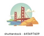 golden gate bridge isolated... | Shutterstock .eps vector #645697609