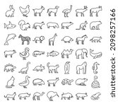 Pets And Animals Line Vector...
